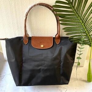 Longchamp Black and Brown Tote Bag